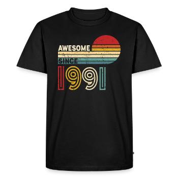 1991 Gift Birthday vintage Spruch - Men's Premium Organic T-Shirt - black - Front - Nico (187cm)