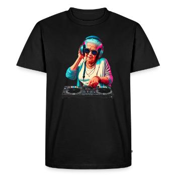 DJ Grand-mère Grand-mère Hipster avec lunettes de soleil Casque - T-shirt Premium bio Homme - noir - Devant - Nico (187cm)