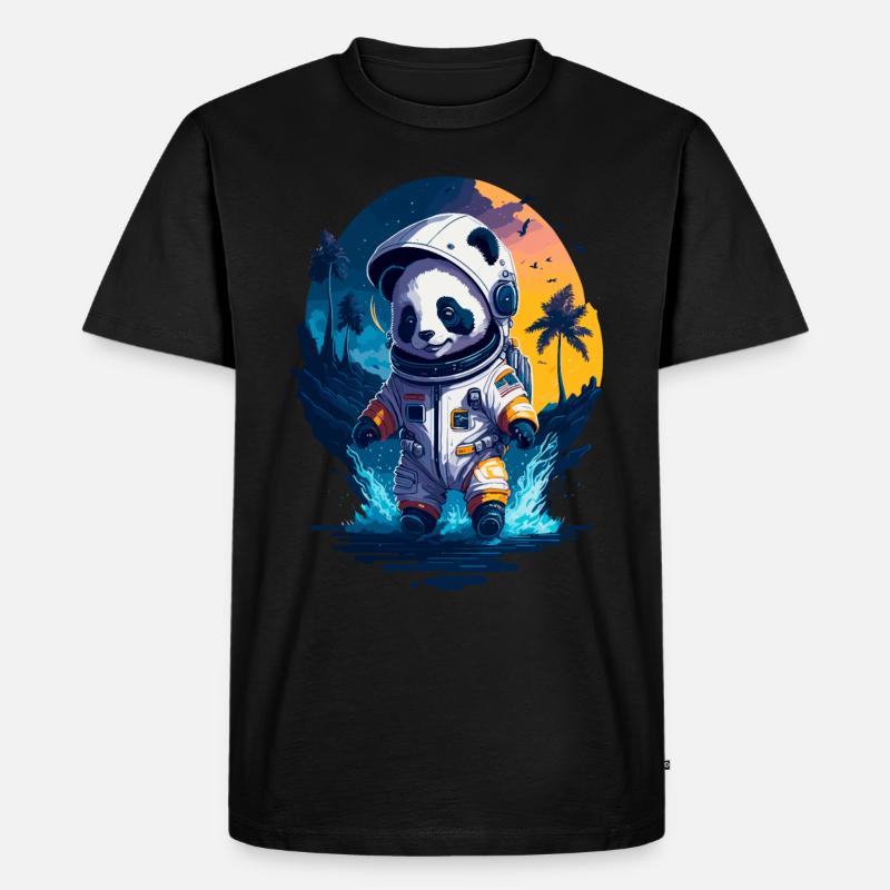 Niedlicher Panda-Astronaut - Männer Premium Bio T-Shirt - Schwarz