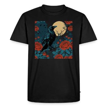 Raven over the moon - Men's Premium Organic T-Shirt - black - Front - Nico (187cm)