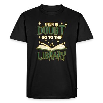 When In Doubt Go To The Library Book Reading - Men's Premium Organic T-Shirt - black - Front - Nico (187cm)