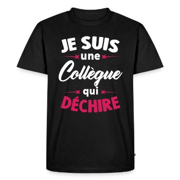 Je Suis Une Collègue Qui Déchire - T-shirt Premium bio Homme - noir - Devant - Nico (187cm)