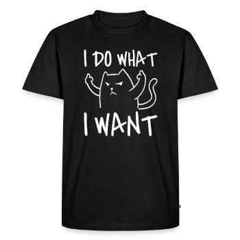 Je fais ce que je veux Sarcasme Chat Majeur Chat Chaton - T-shirt Premium bio Homme - noir - Devant - Nico (187cm)
