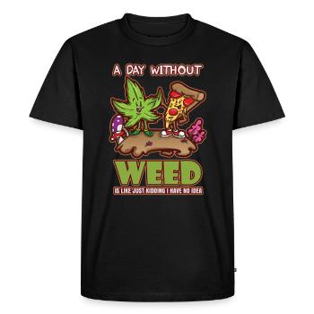 A Day Without Weed Is Like Cannabis Weed Smoking - Men's Premium Organic T-Shirt - black - Front - Nico (187cm)