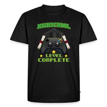 Highschool Level Complete Gaming Graduation - T-shirt Premium bio Homme - noir - Devant - Nico (187cm)