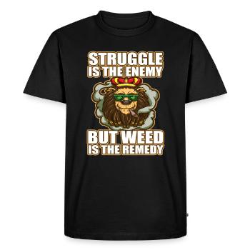 Struggle Is The Enemy But Weed Is The Remedy - Men's Premium Organic T-Shirt - black - Front - Nico (187cm)
