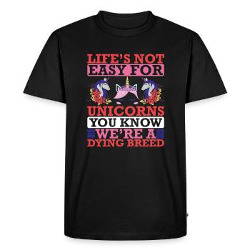 Life is not easy for Unicorn Unicorn - Men's Premium Organic T-Shirt - black - Front - Nico (187cm)