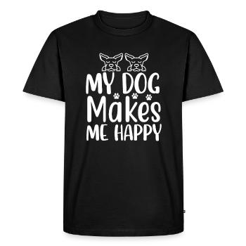 Mon chien me rend heureux - T-shirt Premium bio Homme - noir - Devant - Nico (187cm)