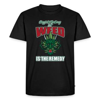 Struggle Is The Enemy But Weed Is The Remedy - Men's Premium Organic T-Shirt - black - Front - Nico (187cm)