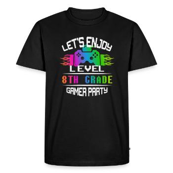Level 8TH GRADE keep calm and game on - Men's Premium Organic T-Shirt - black - Front - Nico (187cm)