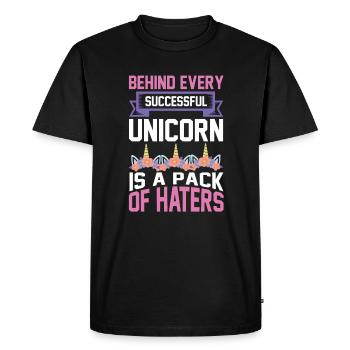 Derrière chaque licorne qui réussit, il y a des haineux - T-shirt Premium bio Homme - noir - Devant - Nico (187cm)