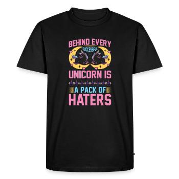 Derrière chaque licorne qui réussit, il y a des haineux - T-shirt Premium bio Homme - noir - Devant - Nico (187cm)