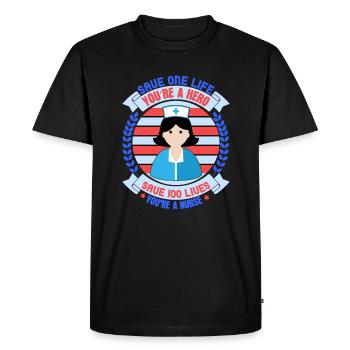 KRANKENSCHWESTER Infirmière Héroïque - T-shirt Premium bio Homme - noir - Devant - Nico (187cm)