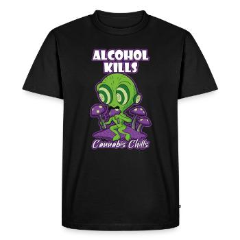 Alcohol Kills Cannabis Chills Weed Smoking Pothead - Men's Premium Organic T-Shirt - black - Front - Nico (187cm)