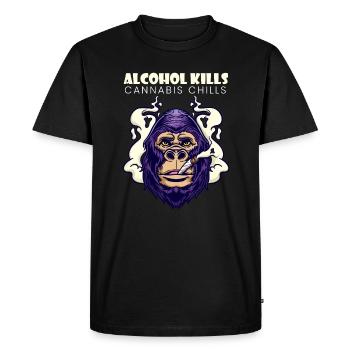 Alcohol Kills Cannabis Chills Weed Smoking Pothead - Men's Premium Organic T-Shirt - black - Front - Nico (187cm)