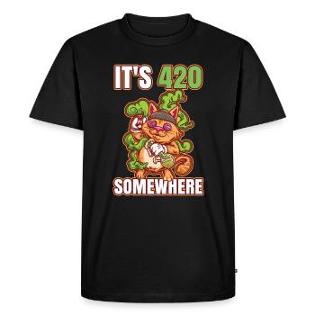 C’est 420 Somewhere Cannabis Weed Smoking THC Ganja - T-shirt Premium bio Homme - noir - Devant - Nico (187cm)