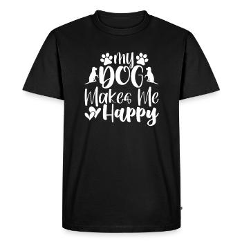 Mon chien me rend heureux - T-shirt Premium bio Homme - noir - Devant - Nico (187cm)