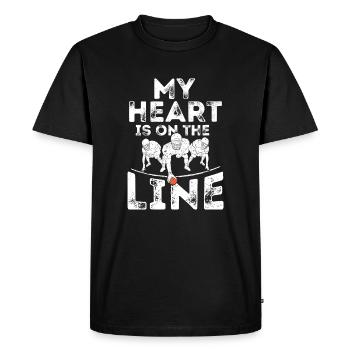 My Heart Is On The Line I Offensive Lineman I - Men's Premium Organic T-Shirt - black - Front - Nico (187cm)