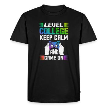 Niveau COLLEGE garder son calme et jouer sur - T-shirt Premium bio Homme - noir - Devant - Nico (187cm)