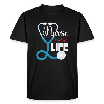 Vie infirmière - T-shirt Premium bio Homme - noir - Devant - Nico (187cm)