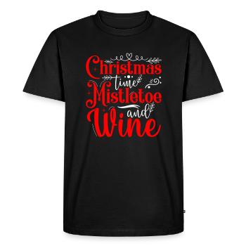 Noël gui et vin motif norvégien - T-shirt Premium bio Homme - noir - Devant - Nico (187cm)
