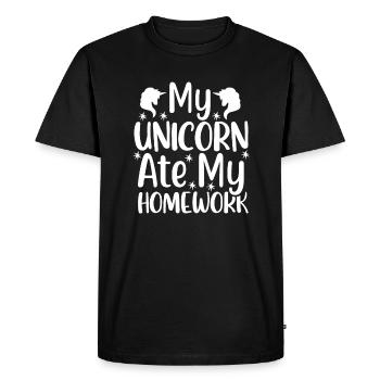 MA LICORNE A MANGÉ MES DEVOIRS - T-shirt Premium bio Homme - noir - Devant - Nico (187cm)