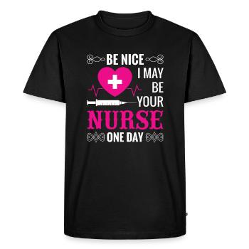 Be nice to the nurse - Men's Premium Organic T-Shirt - black - Front - Nico (187cm)
