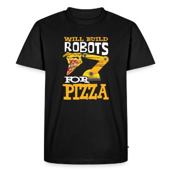 Will Build Robots For Pizza Robotics Robot Pizza - Men's Premium Organic T-Shirt - black - Front - Nico (187cm)