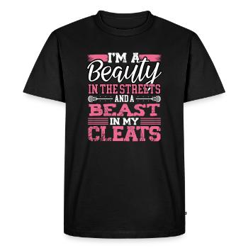 Beauty In The Streets Beast In My Cleats Lacrosse - Men's Premium Organic T-Shirt - black - Front - Nico (187cm)