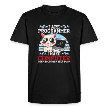 Je suis programmeur Funny Cat Coder Computer Kitty - T-shirt Premium bio Homme - noir - Devant - Nico (187cm)
