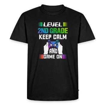 Niveau 2ND GRADE restez calme et jouez - T-shirt Premium bio Homme - noir - Devant - Nico (187cm)