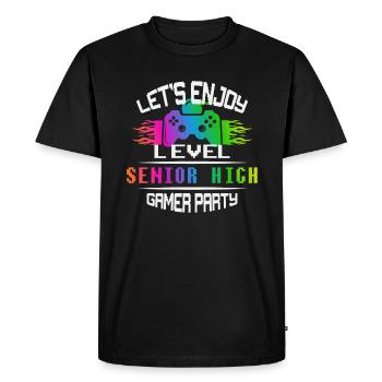 Niveau SENIOR HIGH garder son calme et jouer - T-shirt Premium bio Homme - noir - Devant - Nico (187cm)
