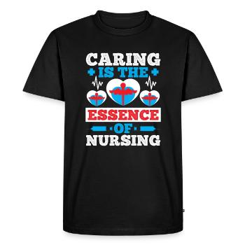 Caring is the essence of a nurse - Men's Premium Organic T-Shirt - black - Front - Nico (187cm)