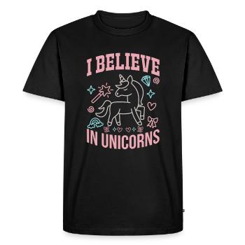 Je crois en la licorne licorne - T-shirt Premium bio Homme - noir - Devant - Nico (187cm)