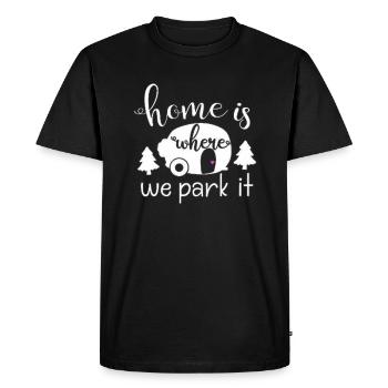Vacances amoureux de la nature Camping dicton amusant - T-shirt Premium bio Homme - noir - Devant - Nico (187cm)
