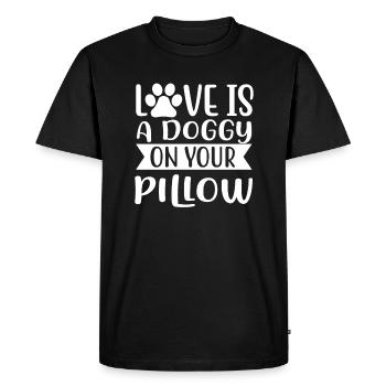 Love is a pooch on your pillow - Men's Premium Organic T-Shirt - black - Front - Nico (187cm)