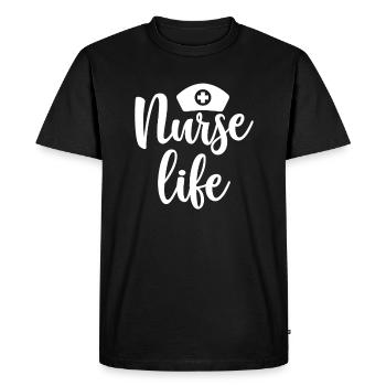 Vie infirmière - T-shirt Premium bio Homme - noir - Devant - Nico (187cm)