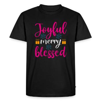 Noël laid Heureux, joyeux, béni - T-shirt Premium bio Homme - noir - Devant - Nico (187cm)