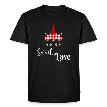 Douce Licorne d’amour - T-shirt Premium bio Homme - noir - Devant - Nico (187cm)