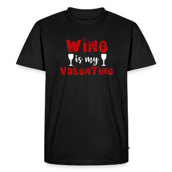 WINE IS MY VALENTINE - Men's Premium Organic T-Shirt - black - Front - Nico (187cm)