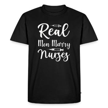 De vrais hommes épousent des infirmières - T-shirt Premium bio Homme - noir - Devant - Nico (187cm)
