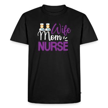 Femme Maman Infirmière - T-shirt Premium bio Homme - noir - Devant - Nico (187cm)
