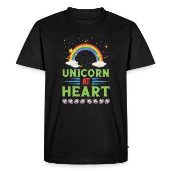 Licorne Einhorn au cœur - T-shirt Premium bio Homme - noir - Devant - Nico (187cm)