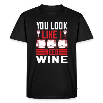 You look like I need wine - Men's Premium Organic T-Shirt - black - Front - Nico (187cm)