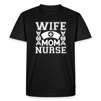 Épouse Maman Infirmière - T-shirt Premium bio Homme - noir - Devant - Nico (187cm)