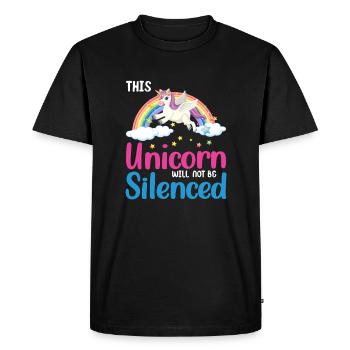 Licorne Einhorn réduite au silence - T-shirt Premium bio Homme - noir - Devant - Nico (187cm)
