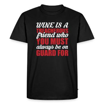 Le vin est un ami perfide - T-shirt Premium bio Homme - noir - Devant - Nico (187cm)