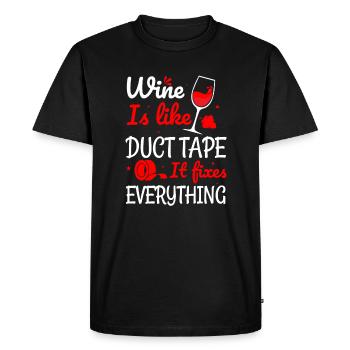 Le vin est comme du ruban adhésif - T-shirt Premium bio Homme - noir - Devant - Nico (187cm)