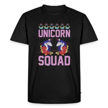 Einhorn Unicorn Squad - Men's Premium Organic T-Shirt - black - Front - Nico (187cm)