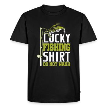 tee de pêche chanceux ne pas laver les pêcheurs - T-shirt Premium bio Homme - noir - Devant - Nico (187cm)